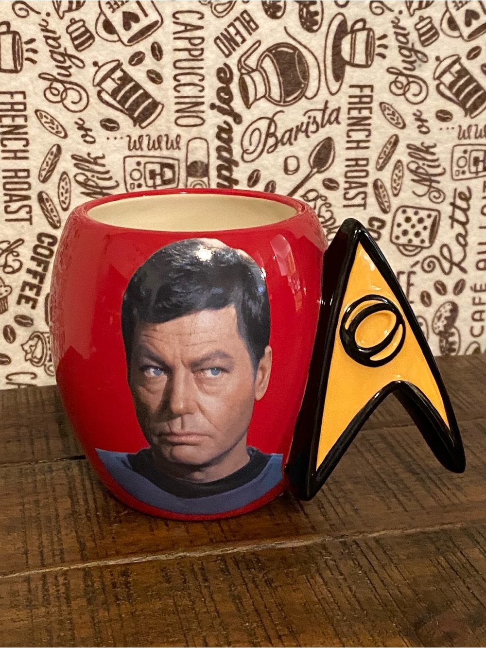 RARE 2011 Star Trek Red Dr. McCoy Ceramic Mug Starfleet Emblem Handle Westland